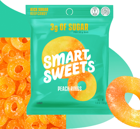 Peach Rings Low Sugar Gummy Candy SmartSweets SmartSweets US