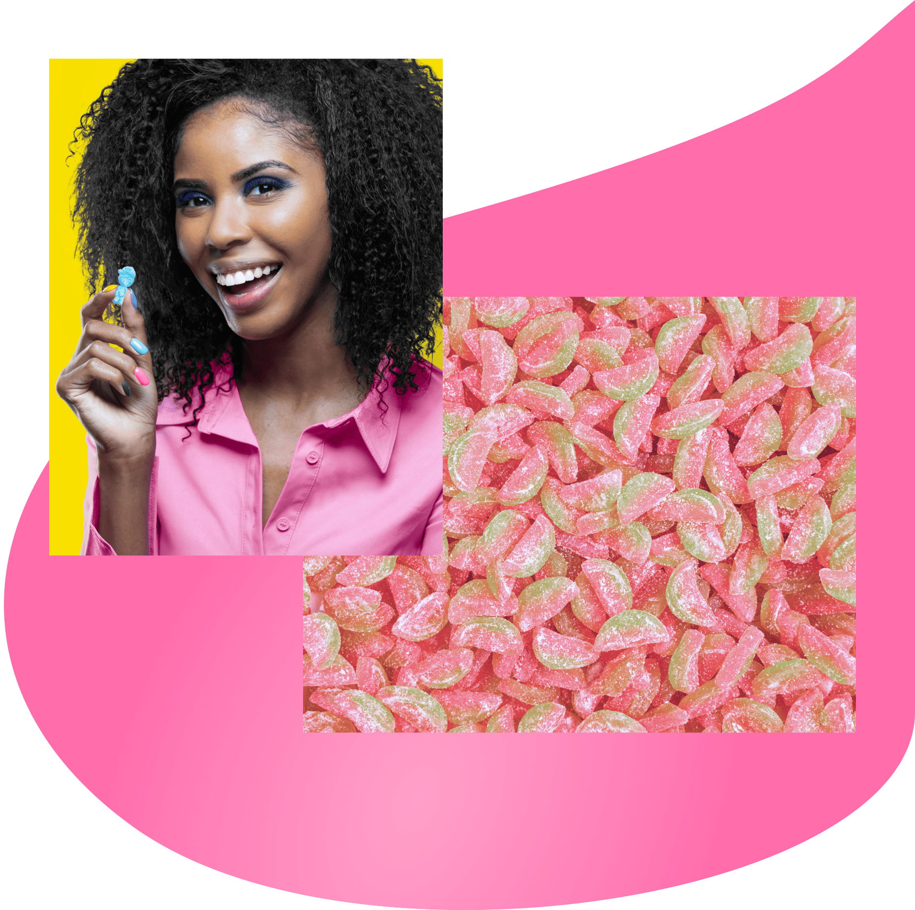 Woman holding up a Sour Blast Buddy